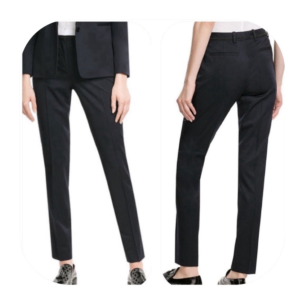 The Kooples size 0 (size 32 FR) navy 98% wool cornelli trim pants